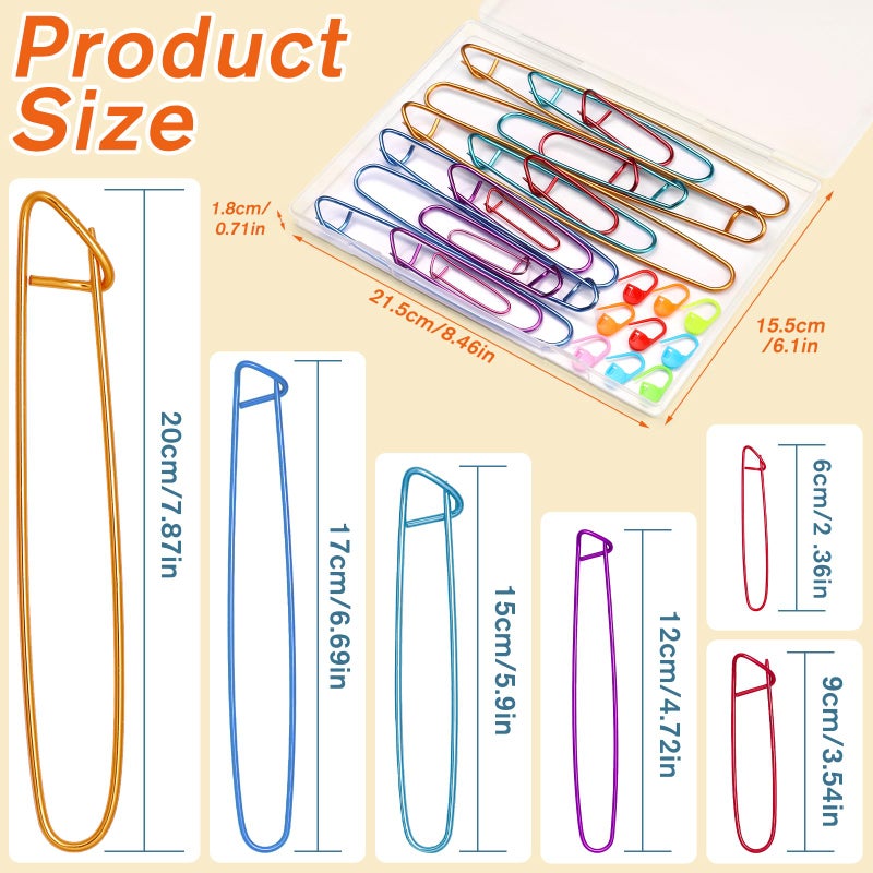 JUPEAN 6 Sizes Knitting Stitch Holders for Knitting 100 Pcs Crochet Stitch Markers for Crocheting Crochet Accessories with Storage Box for Quilting Sewing - Image 2